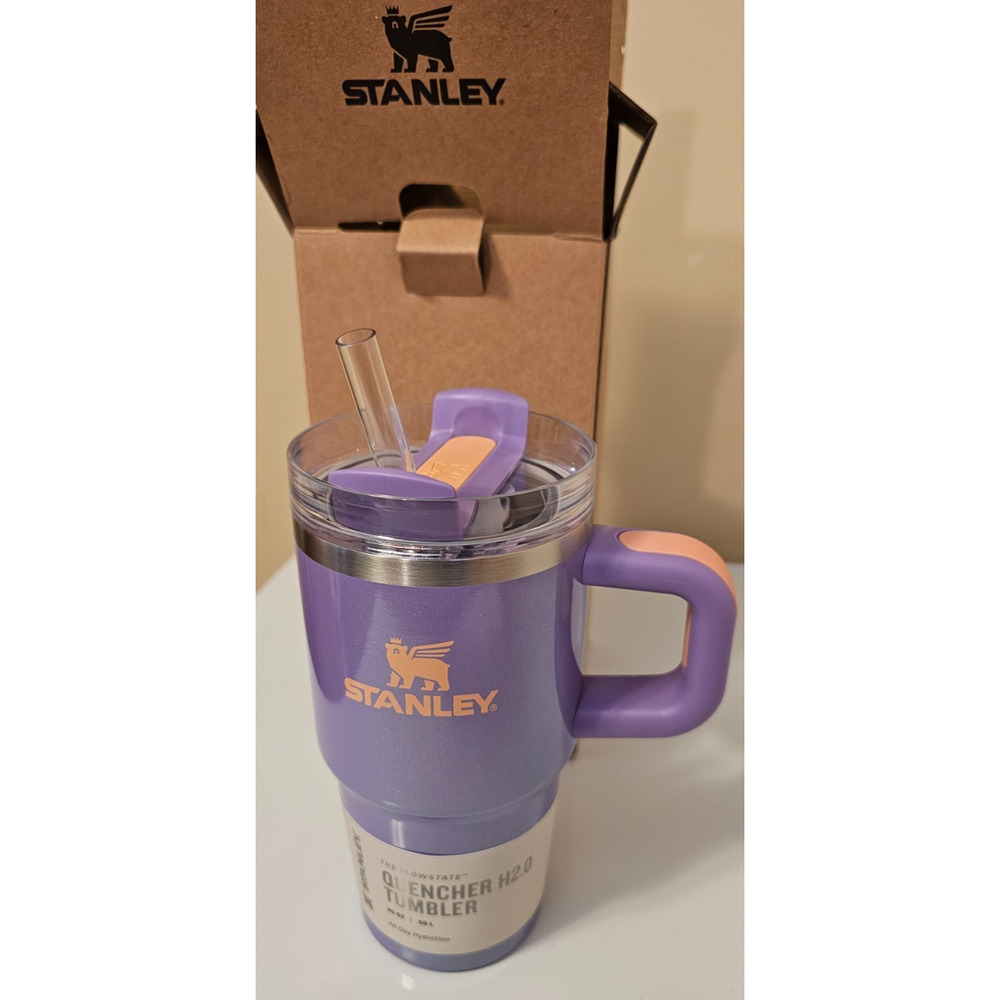 NEW! Stanley Quencher H2.0 Tumbler w Handle and Straw 20 oz | Periwinkle Shimmer